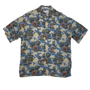 Vintage Pierre Cardin Shirt Mens L Large Rayon Island Cocktail Hawaiian Floral